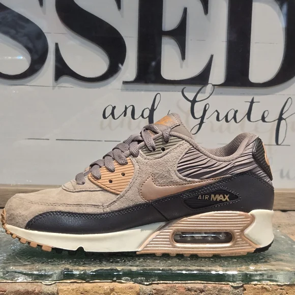 Nike Air Max 90 Leather Suede Grey Pink Wmns 7.5 #768887 201 RARE - Picture 4 of 12